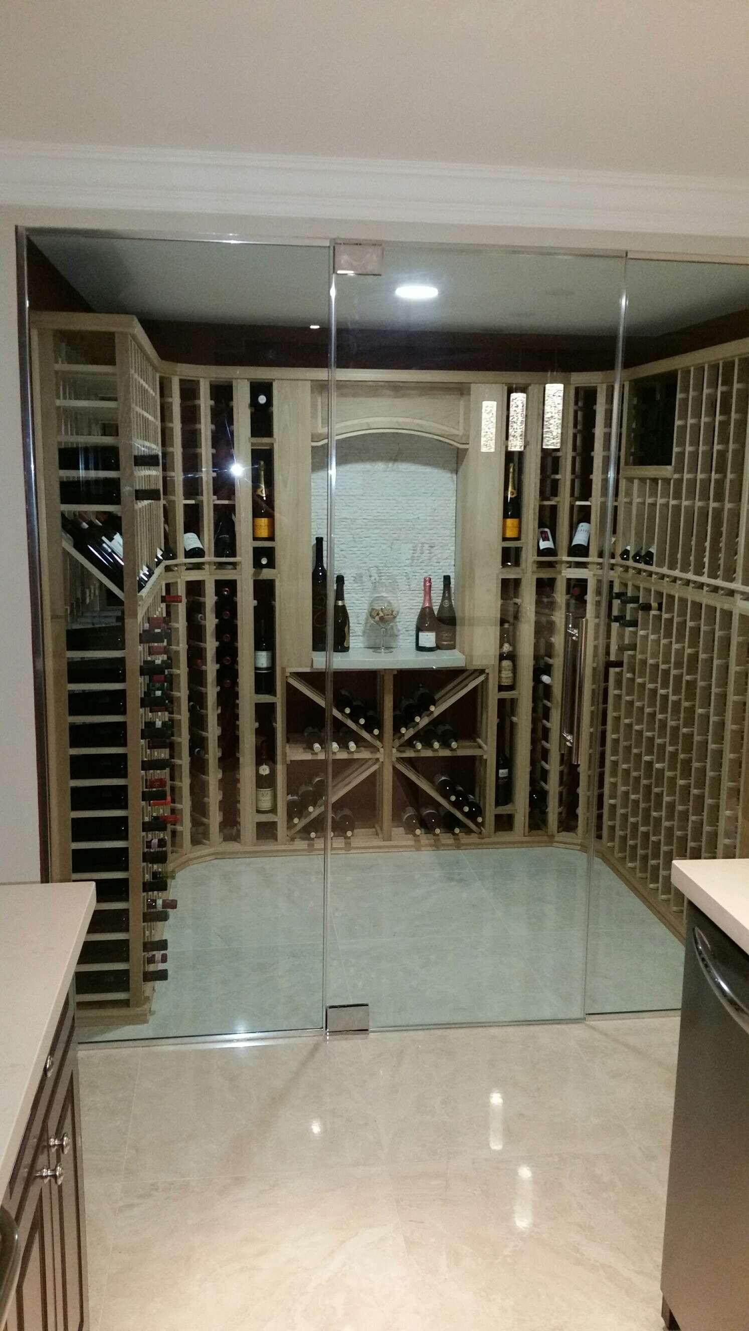 Featuring LVG racking system with inclined bottle display.