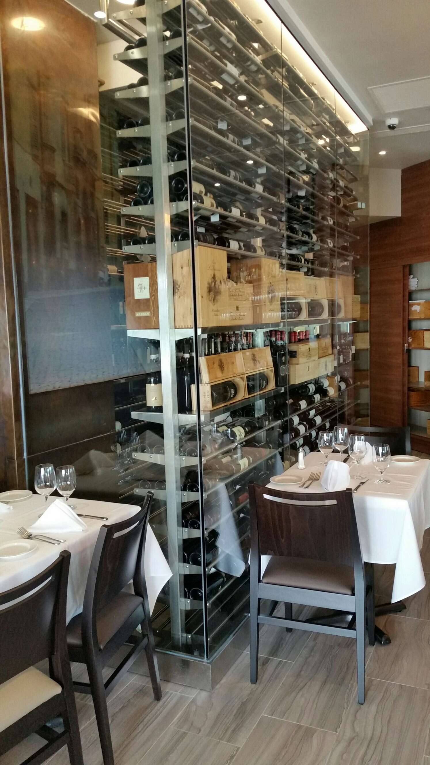 LVG Stainless Steel racking system and ladder system- Fine Family Dining, Italian Cuisine.